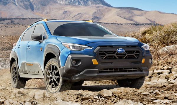 Front Quarter View of a Crosstrek Wilderness in Geyser Blue